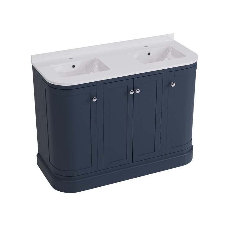 1200mm Blue Curved Freestanding Double Vanity Unit with Basin - Bowland