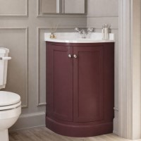 500mm Burgundy Curved Corner Freestanding Vanity Unit with Basin – Bowland