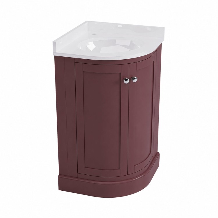 500mm Burgundy Curved Corner Freestanding Vanity Unit with Basin – Bowland
