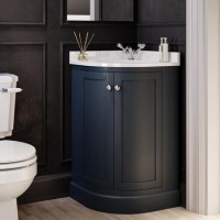 500mm Blue Curved Corner Freestanding Vanity Unit with Basin – Bowland