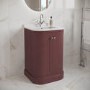 600mm Burgundy Curved Freestanding Vanity Unit with Basin - Bowland