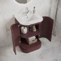 600mm Burgundy Curved Freestanding Vanity Unit with Basin - Bowland