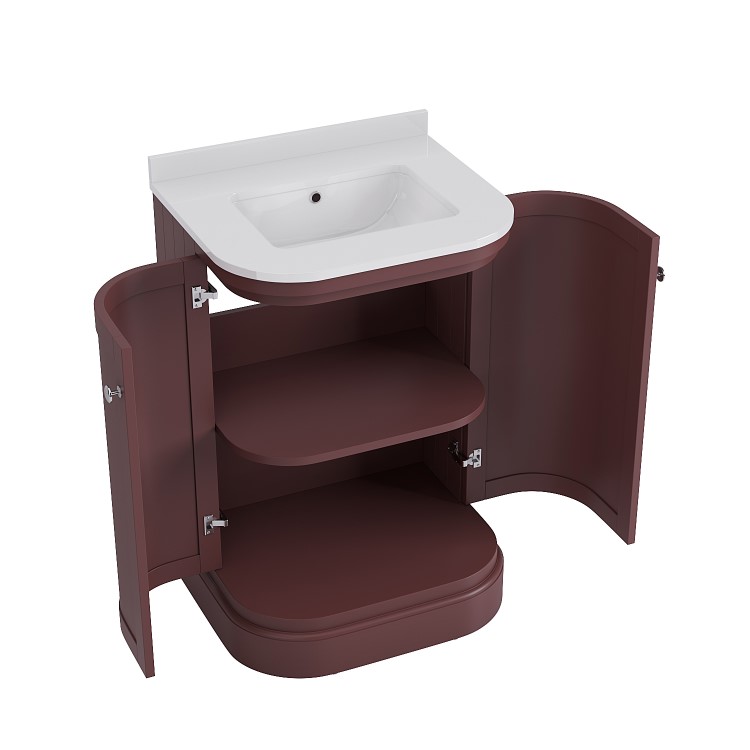 600mm Burgundy Curved Freestanding Vanity Unit with Basin - Bowland
