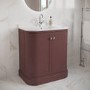 800mm Burgundy Curved Freestanding Vanity Unit with Basin - Bowland