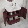 800mm Burgundy Curved Freestanding Vanity Unit with Basin - Bowland