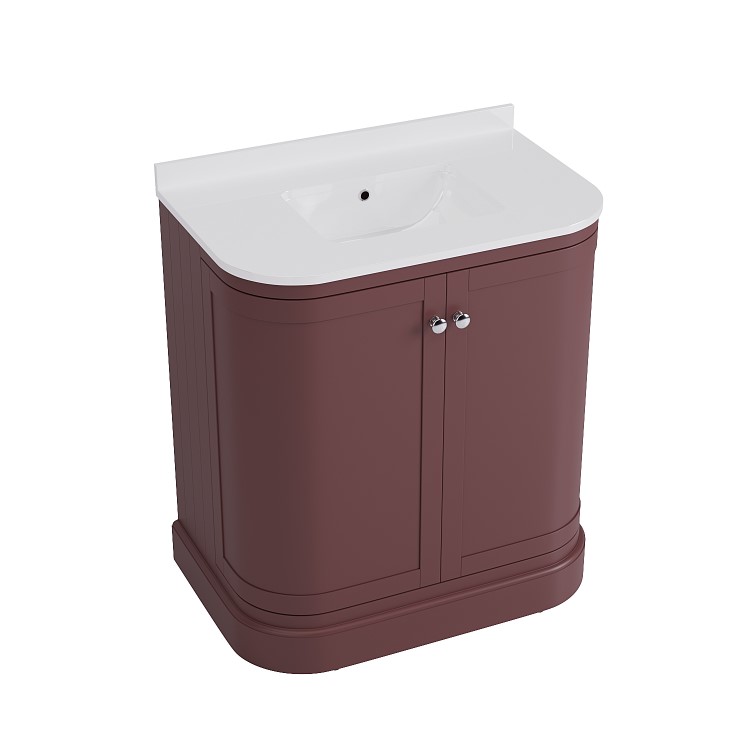800mm Burgundy Curved Freestanding Vanity Unit with Basin - Bowland