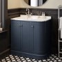 900mm Blue Left Hand Curved Corner Freestanding Vanity Unit with Basin – Bowland