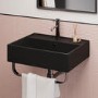 Matt Black Square Wall Hung Basin with Chrome Rack 497mm - Bowen