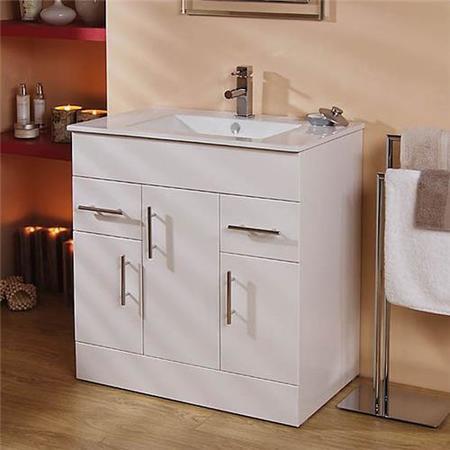 750mm Floorstanding Vanity Basin Unit - Drawers & Doors - White - Aspen Range