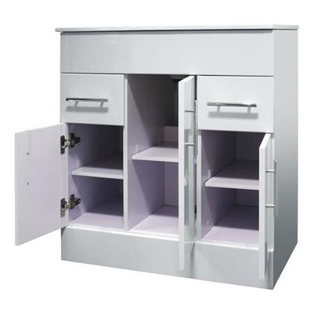 750mm Floorstanding Vanity Basin Unit - Drawers & Doors - White - Aspen Range