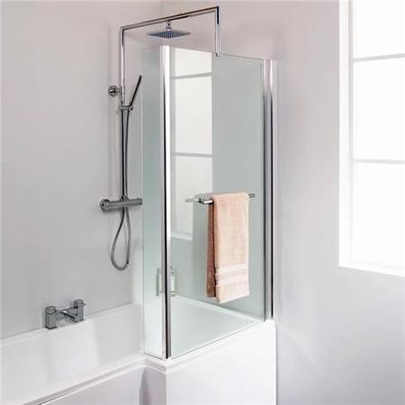 Tabor 1700 Shower Bath 46 Bathroom Suite-L Shaped Fixed Bath Shower Screen With Towel Rail-Right Handed Bath