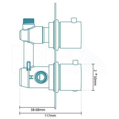 Chrome Concealed Shower Mixer with Dual Control & Slim Round Wall Mounted Head - EcoS9