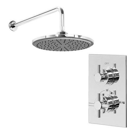 EcoStyle Thermostatic Dual Shower Valve with Round 200mm Shower Head and Wall Arm 