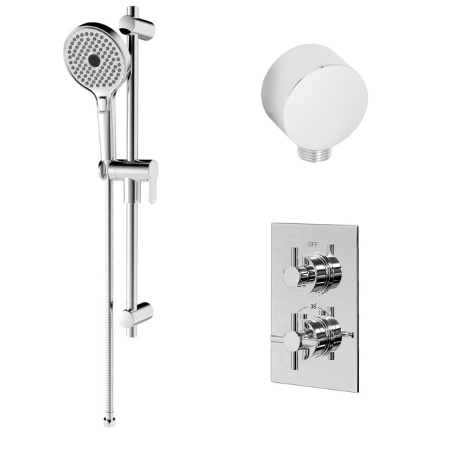 Chrome Concealed Shower Mixer with Dual Control & Round Handset - EcoStyle
