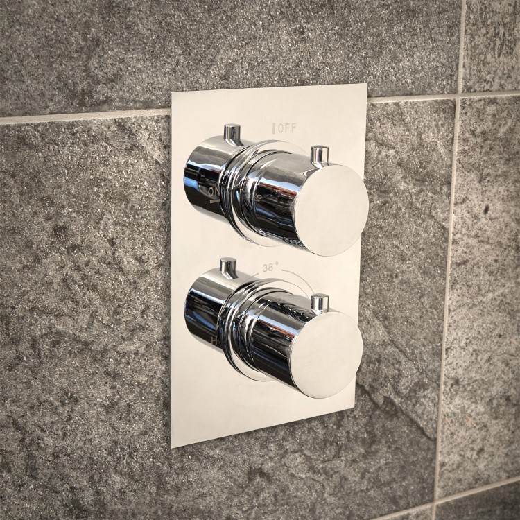 Chrome Concealed Shower Mixer with Dual Control & Slim Round Wall Mounted Head - EcoS9