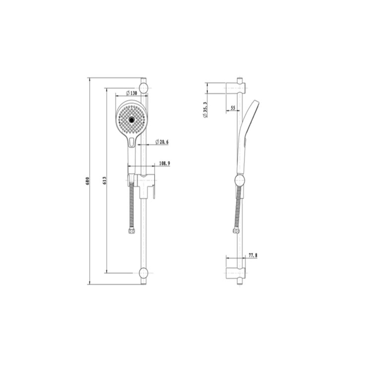 Chrome Concealed Shower Mixer with Dual Control & Round Handset - EcoStyle