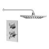 Chrome Concealed Shower Mixer with Dual Control &amp; Slim Round Wall Mounted Head - EcoStyle