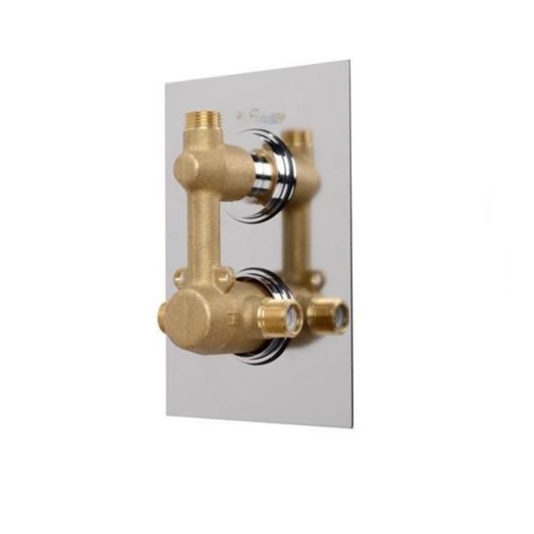 Chrome Concealed Shower Mixer with Dual Control & Slim Square Ceiling Mounted Head - EcoStyle