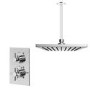 Chrome Concealed Shower Mixer with Dual Control & Slim Round Ceiling Mounted Head - EcoStyle