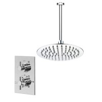 Chrome Concealed Shower Mixer with Dual Control & Slim Square Ceiling Mounted Head - EcoStyle