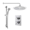 Concealed Thermostatic Mixer Shower with Slim Wall Mounted Shower Head &amp; Handset - EcoStyle
