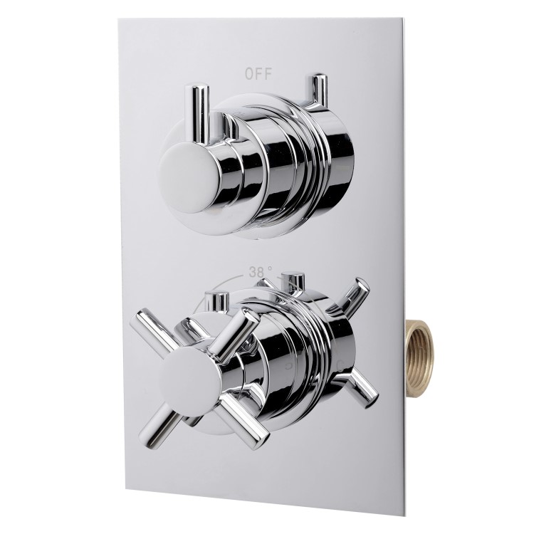 Concealed Thermostatic Mixer Shower with Slim Wall Mounted Shower Head & Handset - EcoStyle