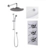 Rina Slide Shower Rail Kit with EcoStyle Triple Valve 250mm Head Wall Outlet Filler &amp; Overflow