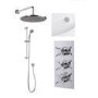 Rina Slide Shower Rail Kit with EcoStyle Triple Valve 250mm Head Wall Outlet Filler & Overflow