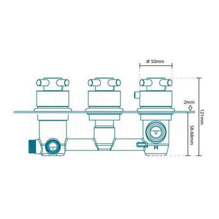 Triple Outlet Concealed Thermostatic Shower Valve With Diverter- EcoStyle Range 