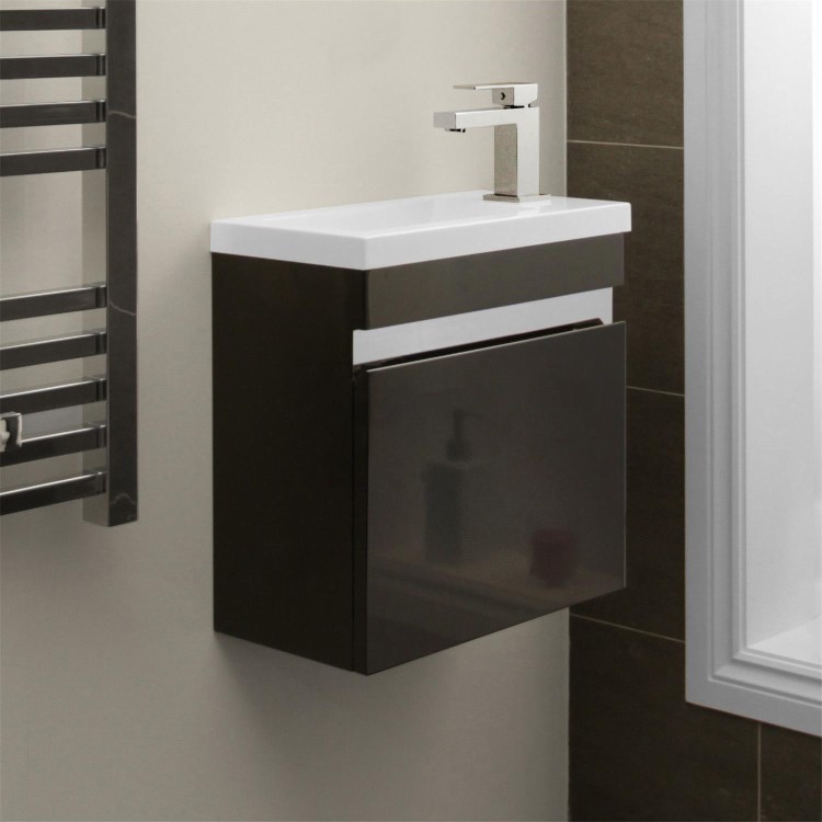 Vigo 420mm Wall Mounted Black Vanity Unit