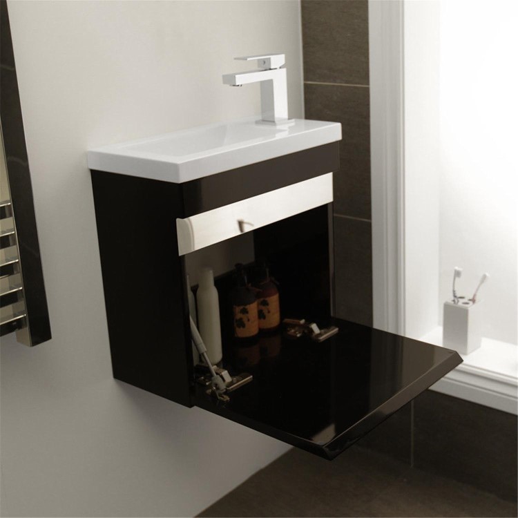 Vigo 420mm Wall Mounted Black Vanity Unit