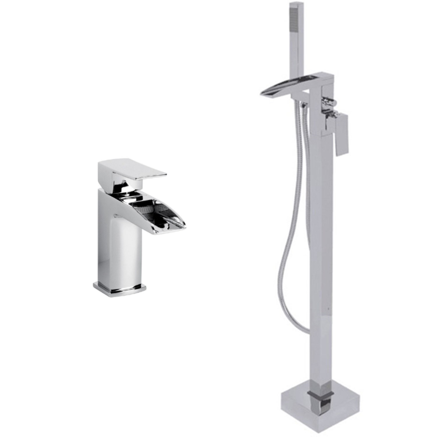 Freestanding Waterfall Bath Shower and Basin Tap Pack - Tabor