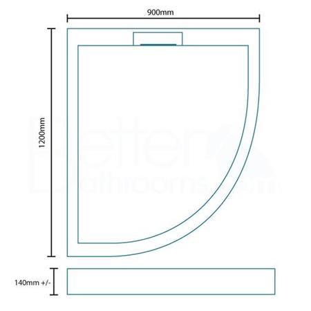 Left Hand Offset Quadrant Shower Tray 1200 x 900mm Stone Resin - Elusive