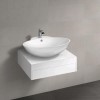 800mm Wall Hung Vanity Unit &amp; Countertop Basin - White Single Drawer - Barletta Range