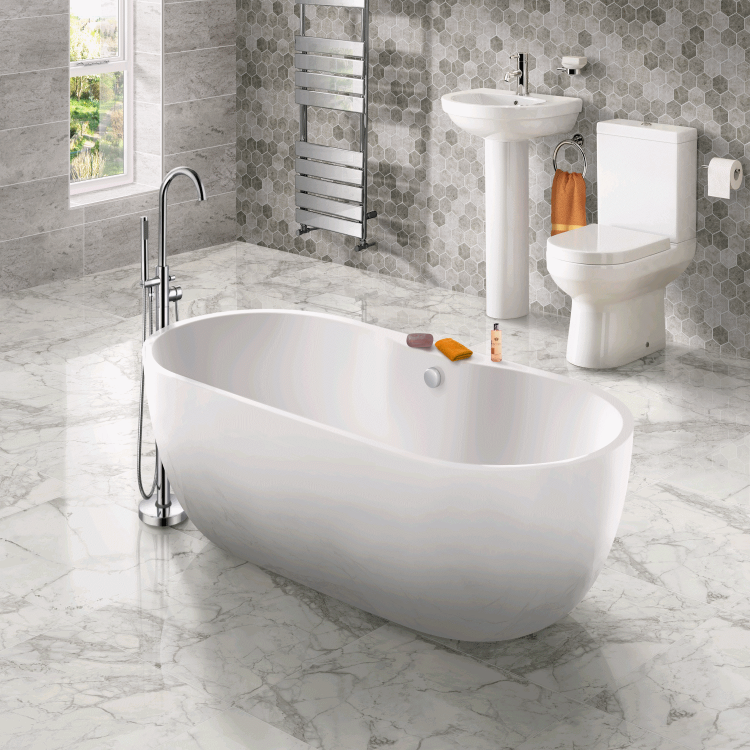 Modern Freestanding Bath Suite with Toilet & Basin - Lisbon 