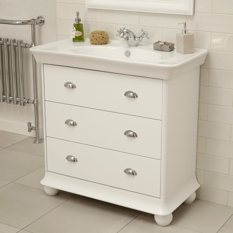 Valencia 900mm Vanity Unit - White 3 Drawer Unit