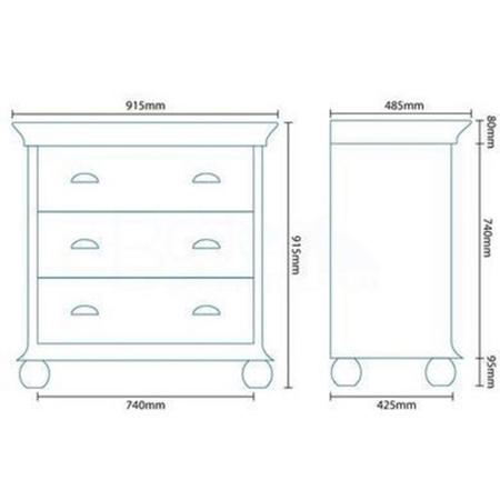 Valencia 900mm Vanity Unit - White 3 Drawer Unit