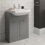 600mm 2 Door Vanity Unit with 2 Tap Hole Semi Inset Basin Grey - Nottingham
