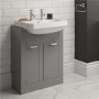 600mm 2 Door Vanity Unit with 2 Tap Hole Semi Inset Basin Grey - Nottingham