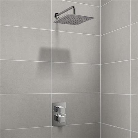 EcoCube Dual Valve with 250mm Square Shower Head & Wall Arm