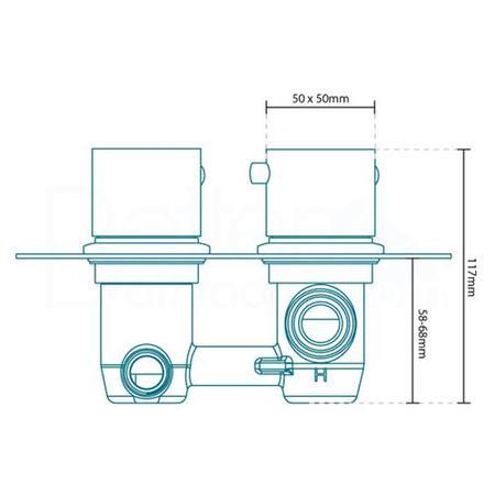 EcoCube Concealed Dual Control Shower Valve with Diverter, Overflow and Handset