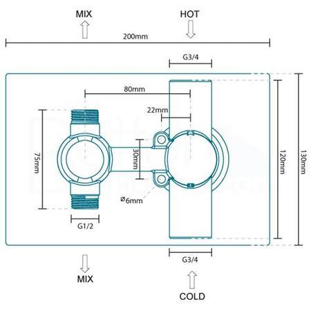 EcoCube Concealed Dual Control Shower Valve with Diverter, Overflow and Handset
