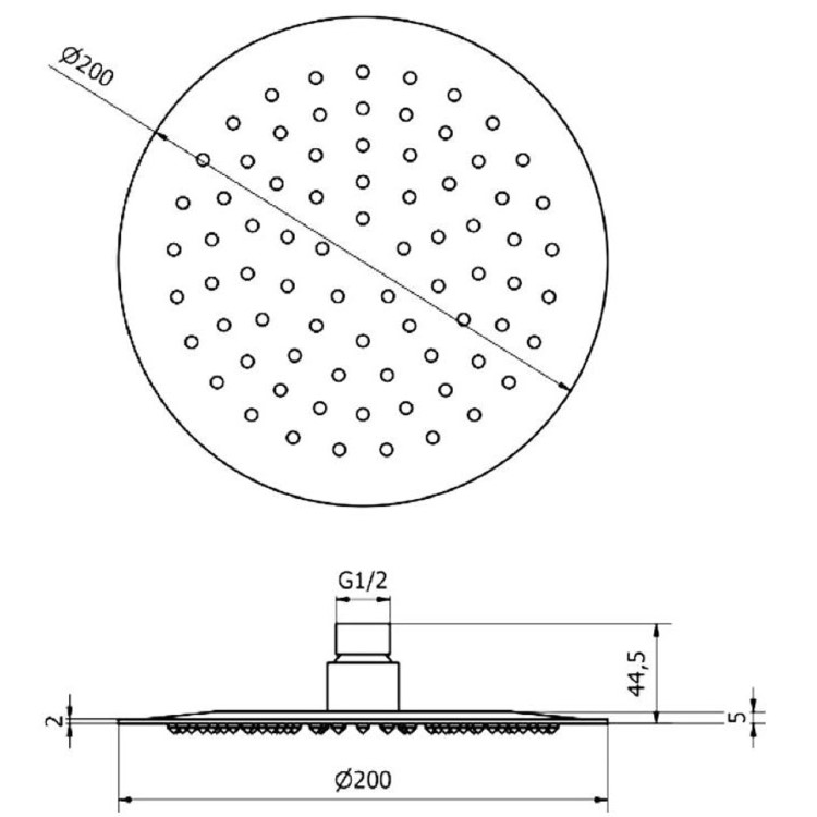 200mm Ultra Thin Round Shower Head