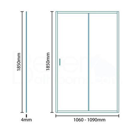Aqualine 4mm 1100 x 800 Sliding Door Shower Enclosure