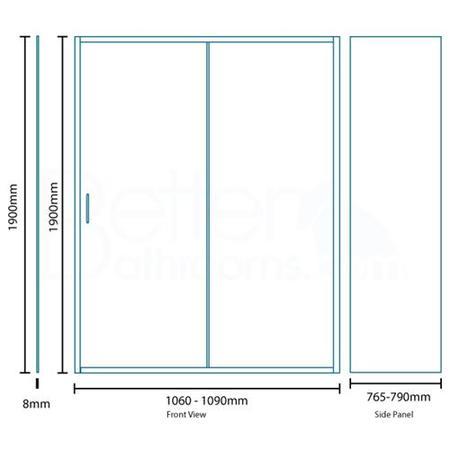 Aquafloe Iris 8mm 1100 x 800 Sliding Door Shower Enclosure