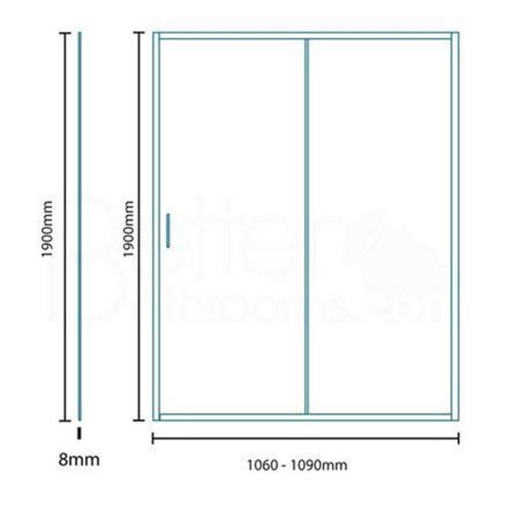 Sliding Shower Door 1100mm - 8mm Glass - Aquafloe Iris Range
