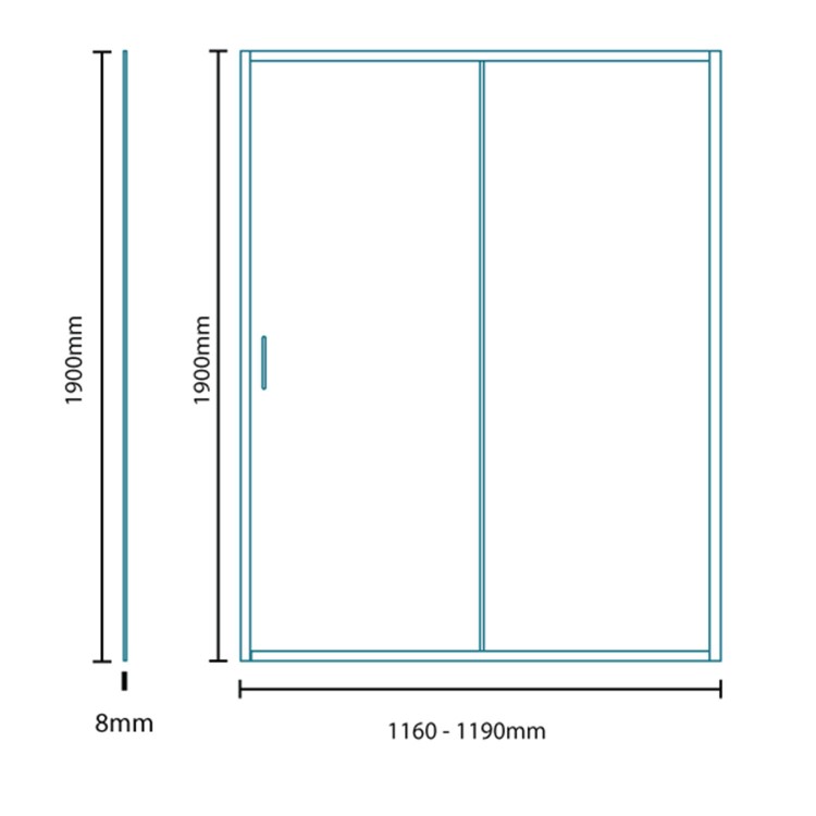 Sliding Shower Door 1200mm - 8mm Glass - Aquafloe Iris Range