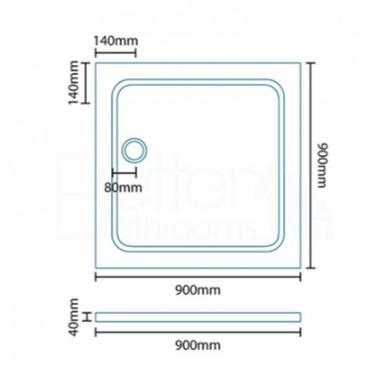 Bi Fold Door Shower Enclosure 900 x 900mm with Shower Tray - 6mm Glass - Aquafloe Range