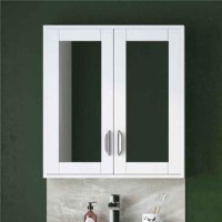 Wall Hung Mirrored Bathroom cabinet - White Modern Handle - Nottingham Range