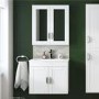 Wall Hung Mirrored Bathroom cabinet - White Modern Handle - Nottingham Range